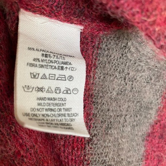 Free People Lulu Rugby cowl neck‎ maroon/striped alpaca nylon XS - Picture 6 of 8